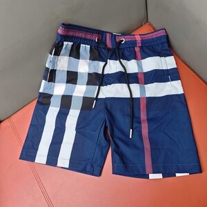 Burberry Blue and White Plaid Athletic Shorts